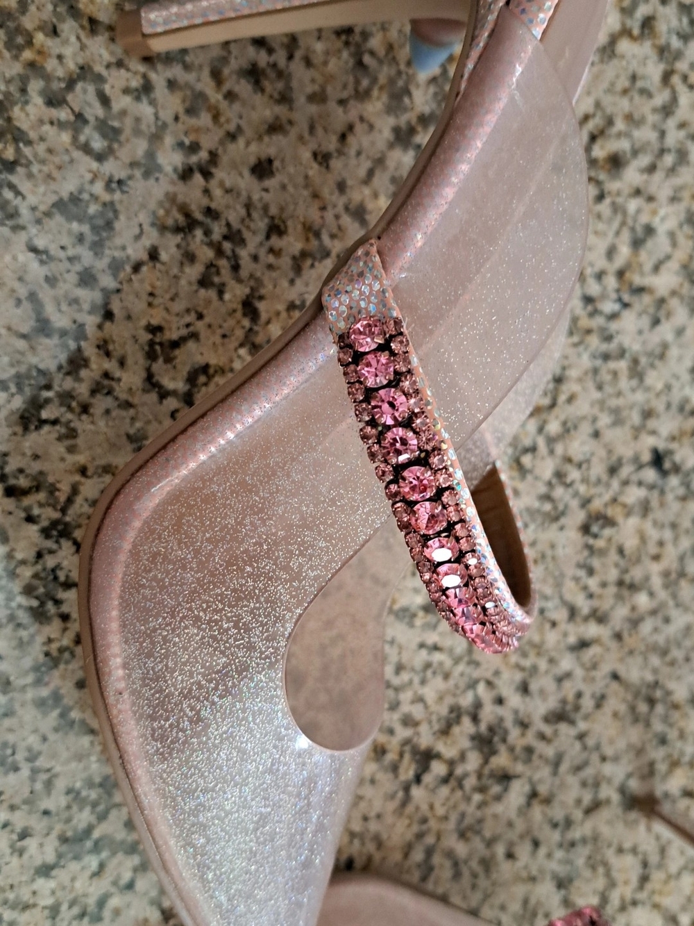 Kurt Geiger Pink Glitter Jewel-Embellished Mule Pumps - Picture 2 of 6